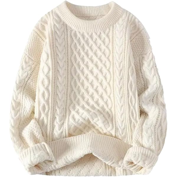Cable Knit Sweater Vintage Pullover Sweater Casual Long